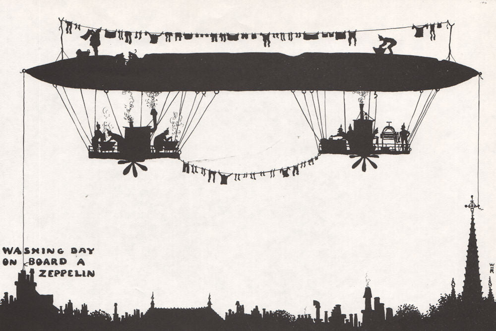 HEATH ROBINSON. Washing day on Board a Zeppelin. First World War 1973 print